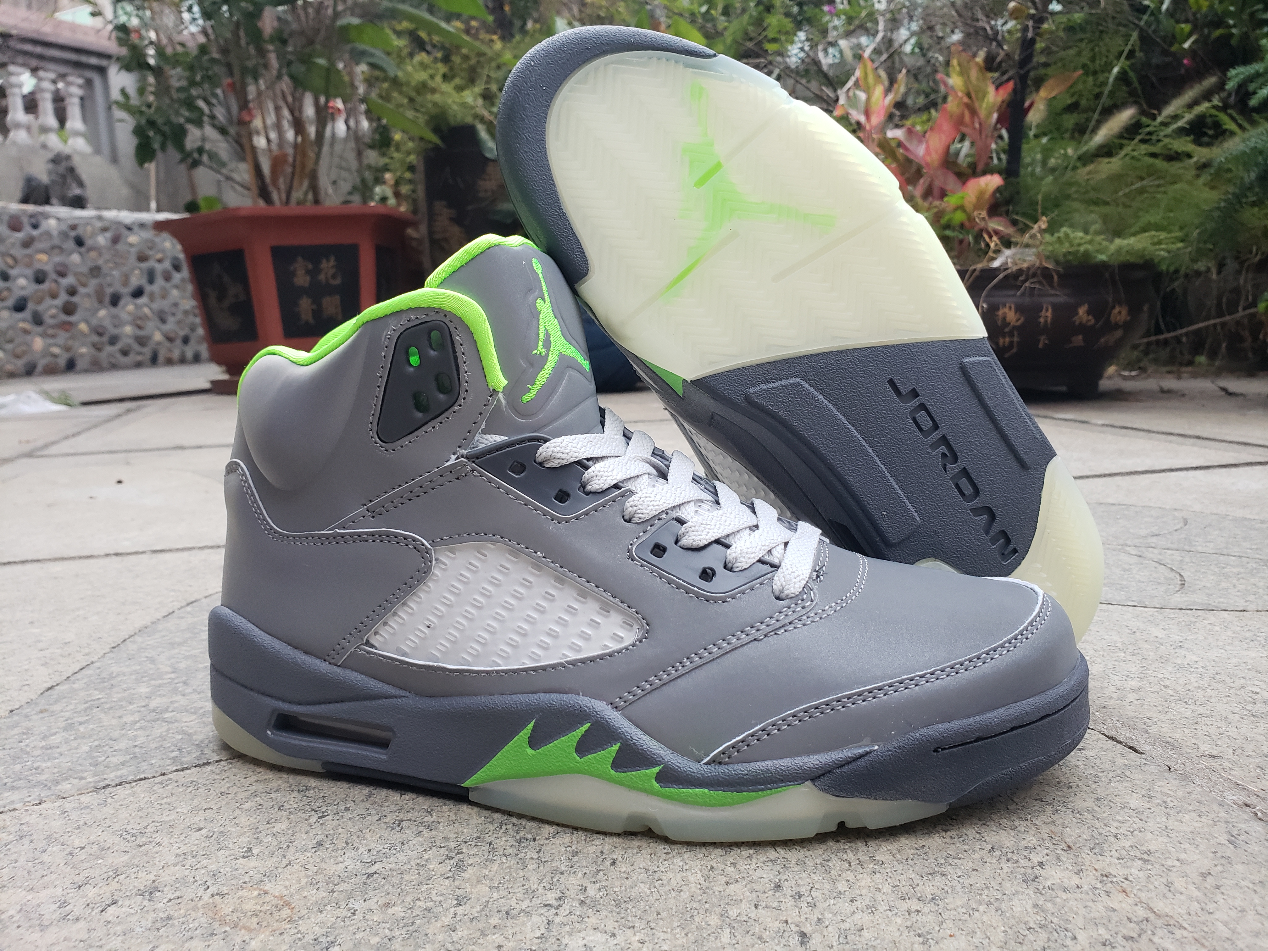 Latest Men Air Jordan 5 Cool Grey Green Shoes